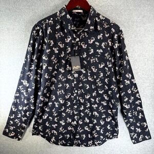 Goodman Lead Inspire Live Shirt Men Large Navy Maya Floral Long Sleeve Button-Up